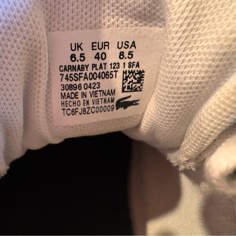 Lacoste Carnaby Platform White Sneakers Like New! - Picture 7 of 8